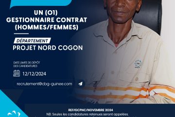 La CBG recrute pour son site de Sangarédi un (01) gestionnaire contrat projet Nord Cogon Externe (HF)